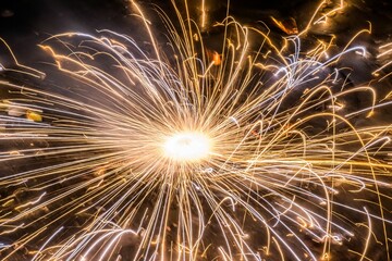 Long Exposure shot of Fireworks in Diwali