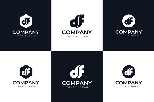 set of letter df logo creative design