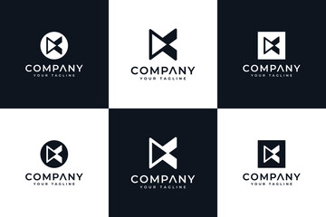 set of letter k play logo creative design