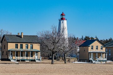 Sandy Hook Lighthouse and Officers Quarters, Gateway National Recreation Area, New Jersey, USA