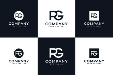 set of letter rg logo creative design