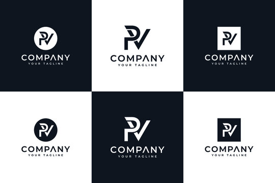 Calligraphy Studio Style PV Letter Logo Design