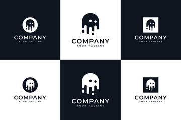 set of jellyfish logo creative design © coffeestudio