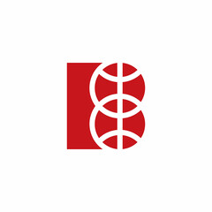 letter b basketball field symbol logo vector