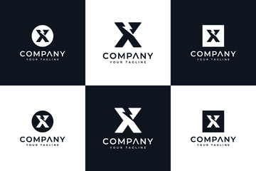 set of letter x bolt logo creative design