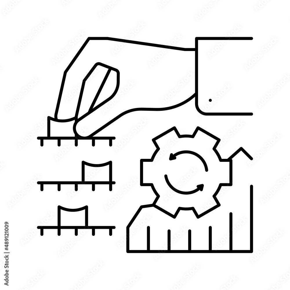 Poster analyzing and optimization line icon vector illustration