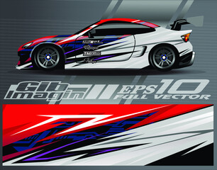 Obraz premium Graphic abstract stripe racing background designs for vehicle, rally, race, adventure and car racing livery.