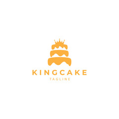 sweet cake with crown  logo vector icon symbol illustration design
