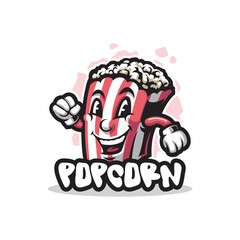 Popcorn mascot logo design vector with concept style for badge, emblem and t shirt printing. Smart popcorn illustration.