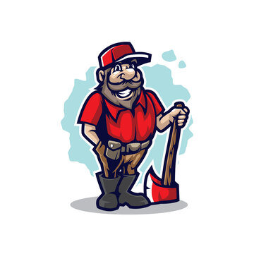 Lumberjack mascot logo design vector with concept style for badge, emblem and t shirt printing. Smart lumberjack illustration.