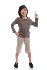 Obraz premium Cute Asian boy showing the number one with hand