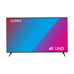 3d realistic modern television with gradient screen background. uhd smart tv vector with a glass screen for mockup. Tv with screen. Television, modern screen lcd, led, HD, 4k, 5k.