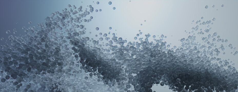 Suspended Atoms in a Grey Contemporary style. Innovative Technology or Medical concept.