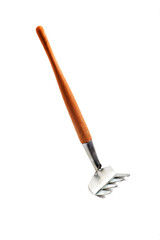 Metal rake with wooden handle