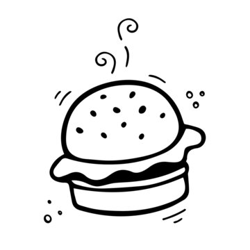 recommend clip art: Hand drawn hamburger. Sketch of burger. Fast food illustration in doodle style.