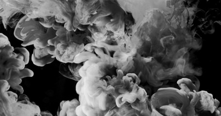 Abstract color mix , color drops in water , Ink color mix paint falling on water 