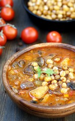 CHICKPEA AND BEEF STEW, soup with chickpeas and meat, hearty chowder, latin cuisine