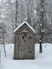 wooden church in the snow