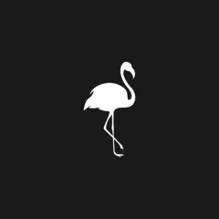 Retrowave aesthetics, flamingo silhouette. Synthwave black and white flamingos, 1980s style. Design element for retrowave style projects. Vector
