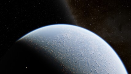 planet suitable for colonization, earth-like planet in far space, planets background 3d render