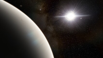 planet suitable for colonization, earth-like planet in far space, planets background 3d render