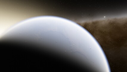 planet suitable for colonization, earth-like planet in far space, planets background 3d render