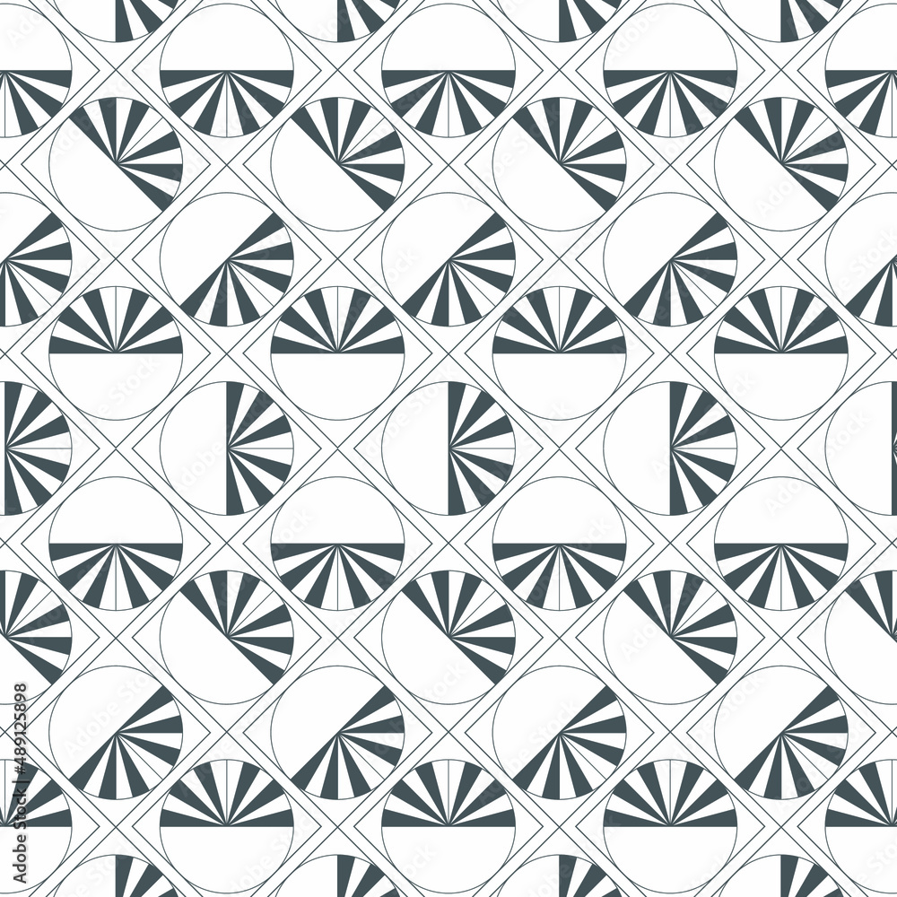 Wall mural geometric vector pattern, repeating striped in half circle on linear diamond shape. pattern is clean