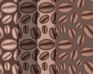 Set of seamless background with coffee beans, Coffee Wallpaper Pattern, Vector illustration