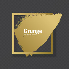 Golden brush stroke, brush, line or texture. Dirty artistic design element, box, frame or background for text, Vector format