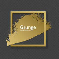 Golden brush stroke, brush, line or texture. Dirty artistic design element, box, frame or background for text, Vector format