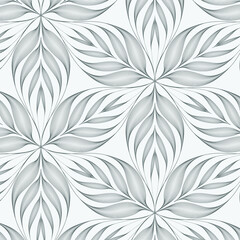 linear vector pattern, repeating abstract leaves, gray line of leaf or flower, floral. graphic clean design for fabric, event, wallpaper etc. pattern is on swatches panel. - 489125896