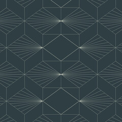 Geometric Art Deco Style vector pattern, repeating linear square and diamond shape, Art Deco Style Pattern is clean for fabric, wallpaper, printing. Pattern is on swatches panel - 489125897