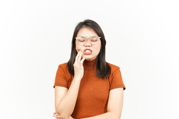 Fototapeta premium Suffering Toothache Gesture Of Beautiful Asian Woman Isolated On White Background