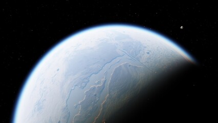 planet suitable for colonization, earth-like planet in far space, planets background 3d render