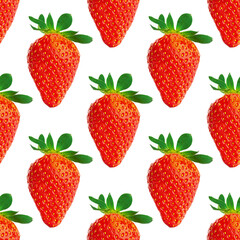 Strawberry seamless pattern. Ripe strawberries isolated on white . package design background.