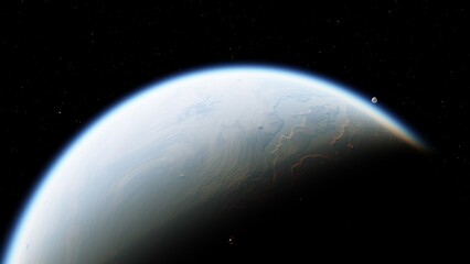 planet suitable for colonization, earth-like planet in far space, planets background 3d render