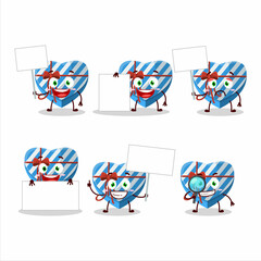 Blue love gift box cartoon character bring information board