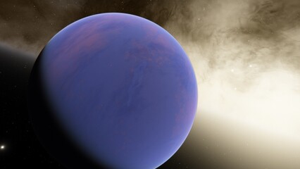 planet suitable for colonization, earth-like planet in far space, planets background 3d render	
