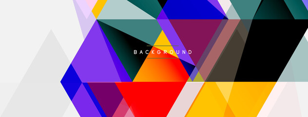 Color triangles composition, geometric abstract background. Techno or business concept, pattern for wallpaper, banner, background, landing page