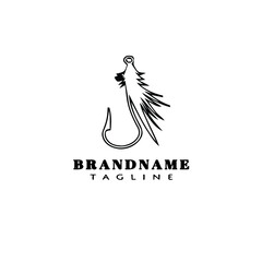 fishing lure logo cartoon design template icon black isolated vector