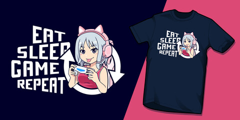 Eat sleep game repeat tshirt designs