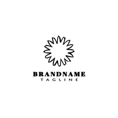 beautiful flower logo cartoon icon design template black isolated vector illustration