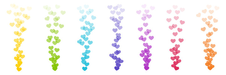 Likes flying up for stories and live streams. Rainbow like icons for social media ui. Vector illlustration isolated in white background