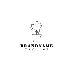 flower logo cartoon icon design template black isolated vector illustration