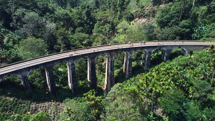Fototapeta na wymiar Aerial view of the Demodara nine-arch bridge. High quality photo