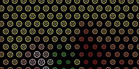 Fototapeta na wymiar Dark Multicolor vector background with occult symbols.