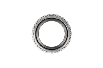 Metal silver ball bearing with balls on white isolated background. Industrial bearing. Set ball...