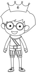 Cute prince doodle outline for colouring