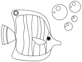 FIsh doodle outline for colouring