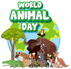 World Animal Day banner with wild animals